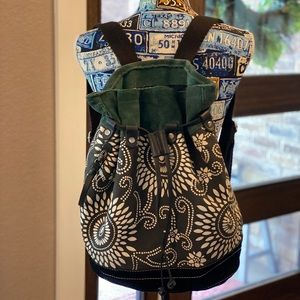 LUCKY BRAND🍀Large RUNAWAY Canvas Leather Backpack